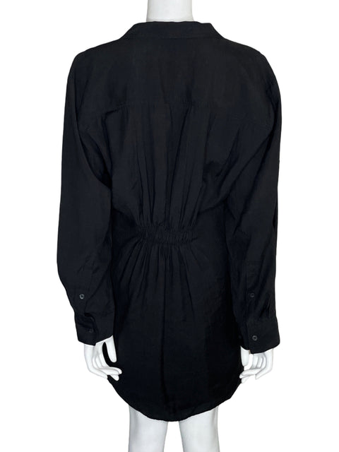 Vestido Zara Long Sleeve Drapeado Negro-Talla XL