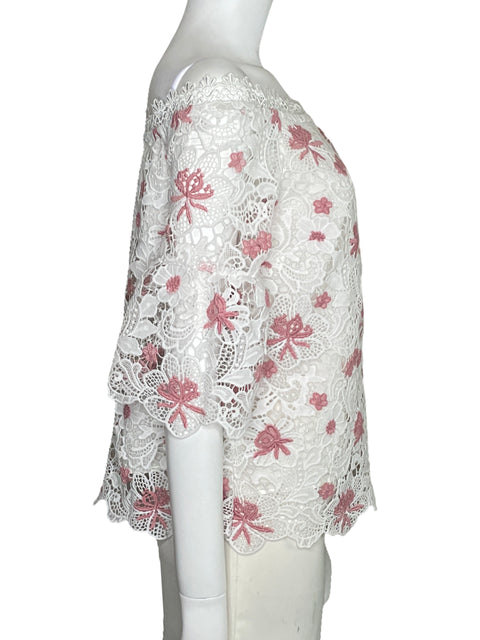 Blusa Ina Encaje Floral Blanco-Talla L