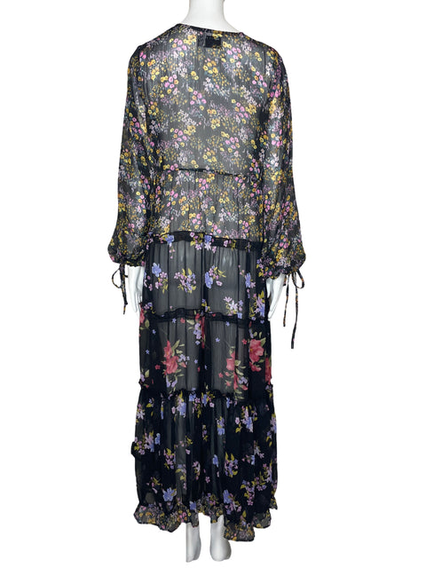 Vestido Asos Flores Camisero Negro-Talla 8