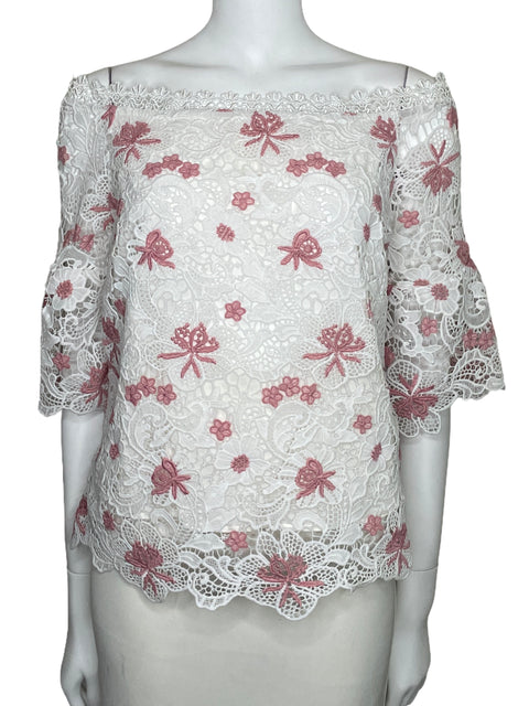 Blusa Ina Encaje Floral Blanco-Talla L