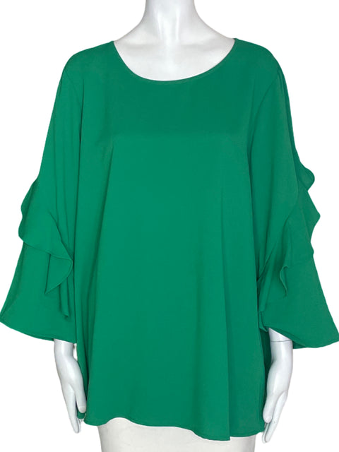 Blusa Alfani Liso Ruchas Verde - Talla XL