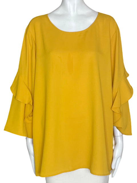 Blusa Alfani Liso Ruchas Amarillo - Talla XL