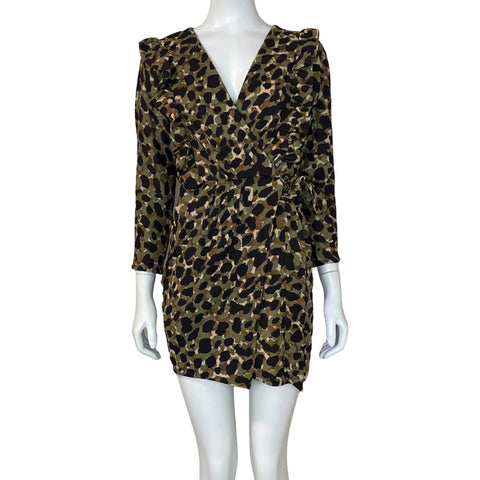 Vestido MNG Cross Body Camuflado Verde-Talla XS