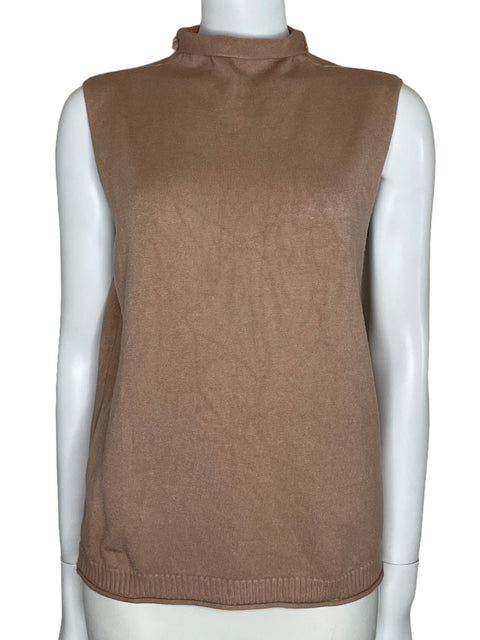Top Tesoro TPS Cuello Alto Sin Mangas Beige-Talla U