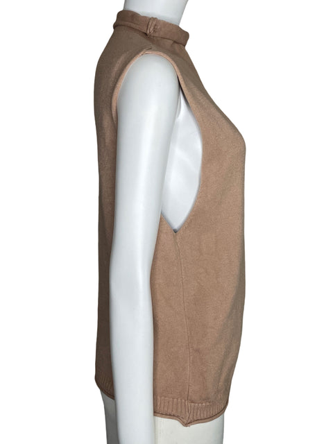 Top Tesoro TPS Cuello Alto Sin Mangas Beige-Talla U