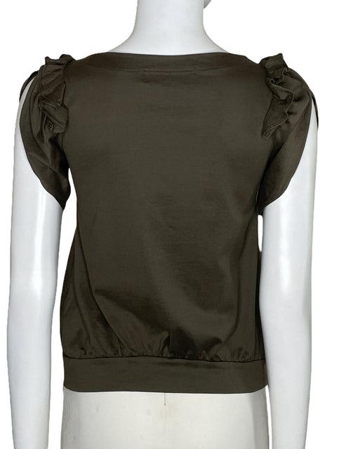 Blusa Zara Fluida Cuello Redondo Marrón-Talla S