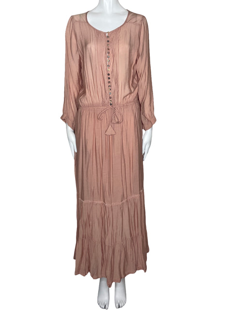 Vestido Paddo To Palmy Botones Mangas Rosado-Talla 3