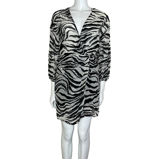 Vestido Zara Animal Print Blanco-Talla S