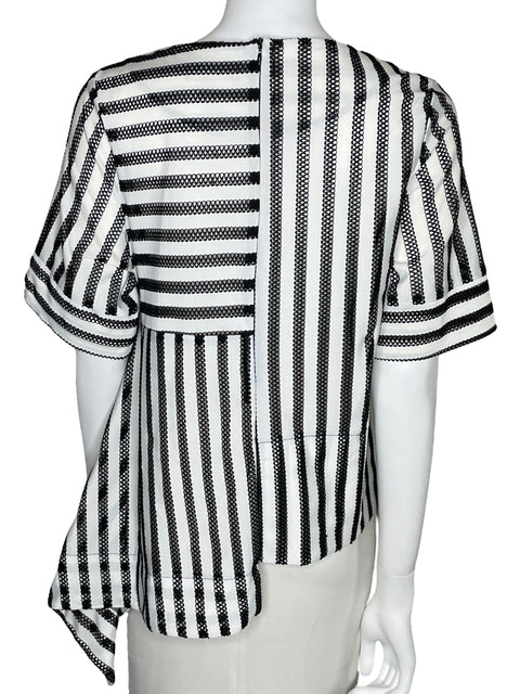 Blusa Gracia Asimétrica Rayas Blanco-Talla L