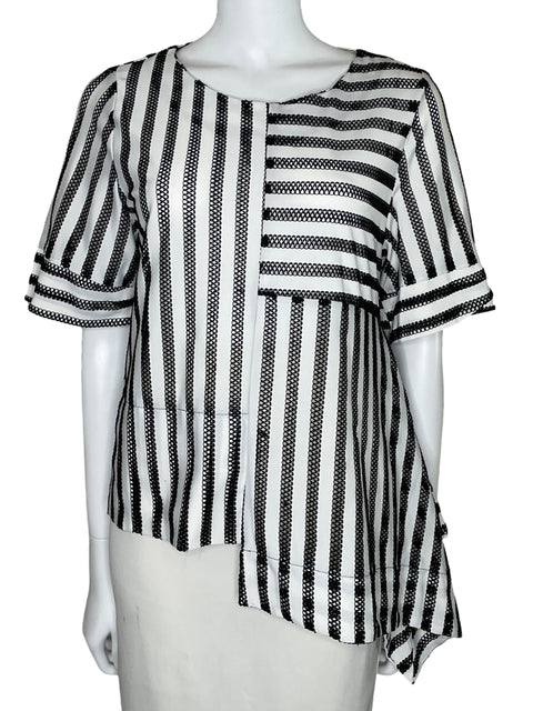 Blusa Gracia Asimétrica Rayas Blanco-Talla L