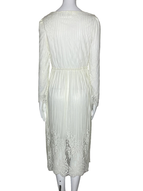 Vestido Chic Wish Encaje Raya Blanco-Talla S