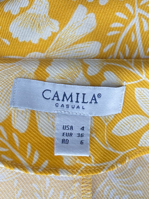 Vestido Camila Floral Fluido Amarillo-Talla 4