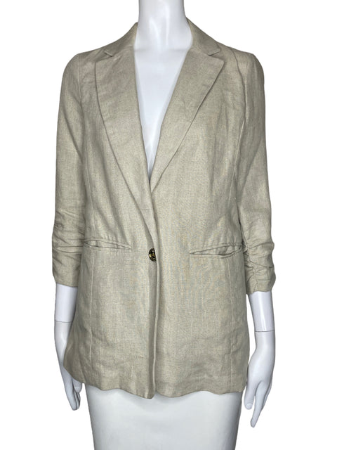 Blazer Michael Kors Boton Bolsillo Beige-Talla 2
