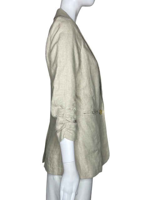 Blazer Michael Kors Boton Bolsillo Beige-Talla 2
