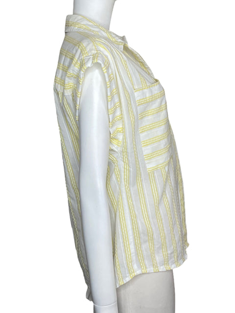 Camisa Frnch Rayas Manga Corta Amarillo-Talla M