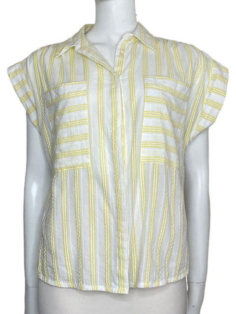 Camisa Frnch Rayas Manga Corta Amarillo-Talla M