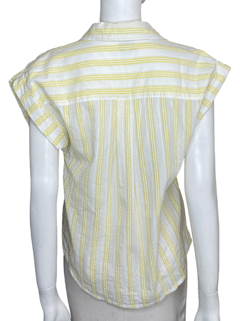 Camisa Frnch Rayas Manga Corta Amarillo-Talla M