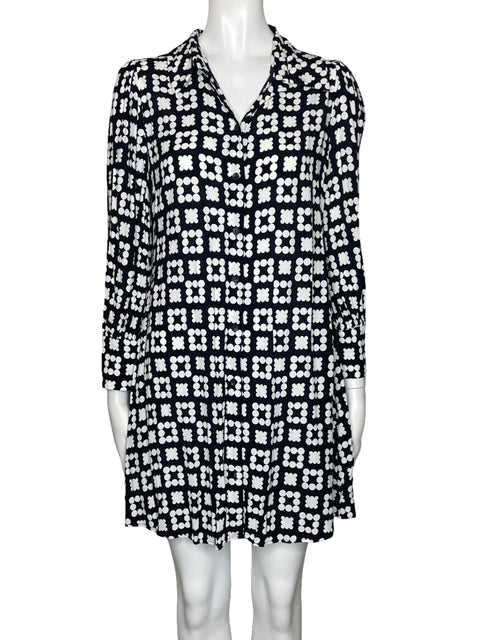 Camisa Zara Circulos Botones Negro-Talla M