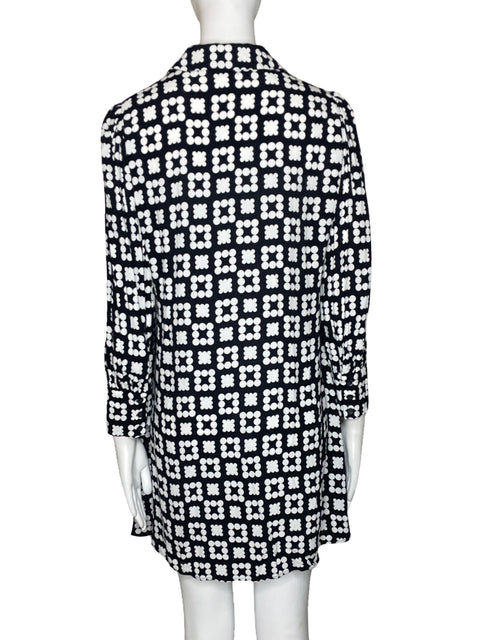 Camisa Zara Circulos Botones Negro-Talla M