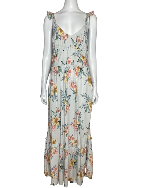 Vestido Roxy Tiras Flores Verde - Talla M