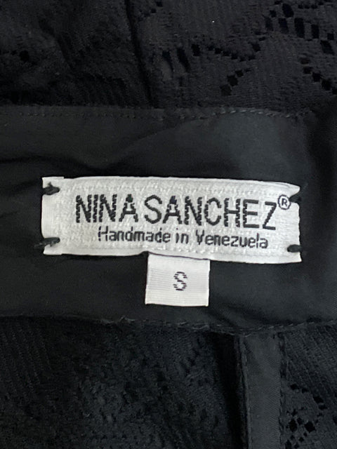 Vestido Nina Sanchez Halter Encaje Negro-Talla S