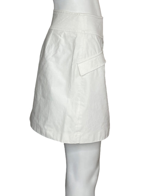 Falda Zara Mini Solapa Blanco-Talla M