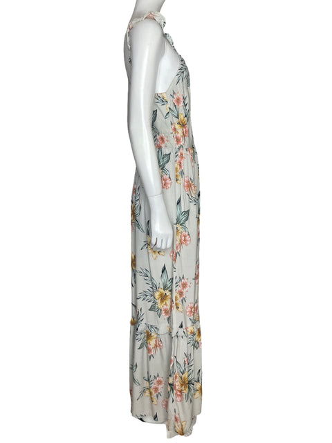 Vestido Roxy Tiras Flores Verde - Talla M