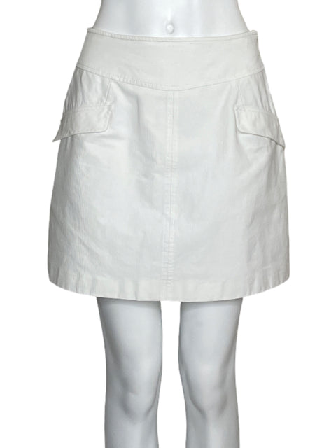 Falda Zara Mini Solapa Blanco-Talla M