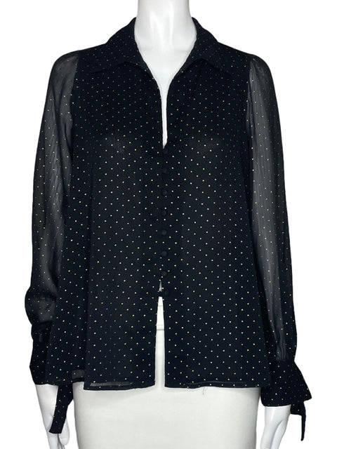 Camisa Zara Lunares Lazo Negro-Talla S