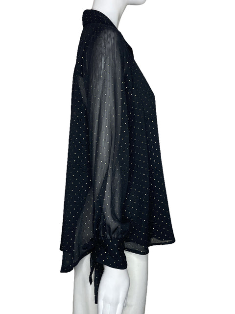 Camisa Zara Lunares Lazo Negro-Talla S