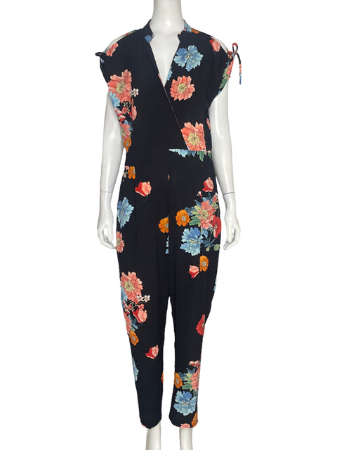 Mono Zara Off Shoulder Flores Negro - Talla M