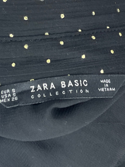 Camisa Zara Lunares Lazo Negro-Talla S