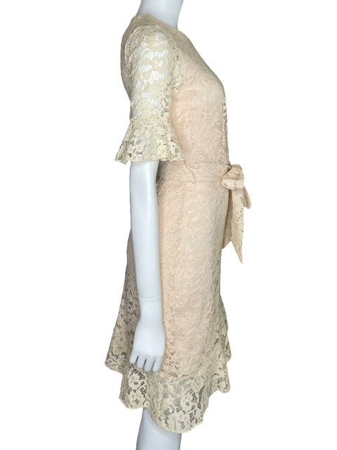 Vestido DKNY Encaje Manga Corta Beige-Talla 2