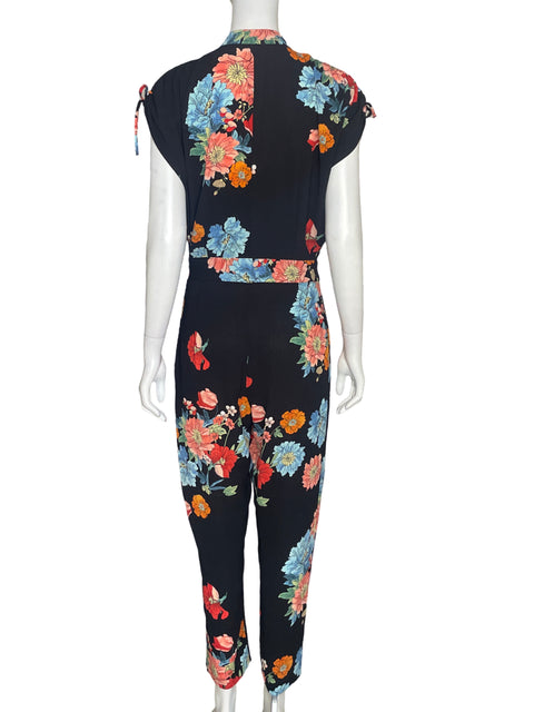 Mono Zara Off Shoulder Flores Negro - Talla M