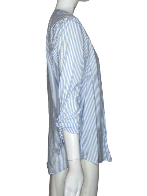 Camisa Zara Raya Un Bolsillo Azul-Talla M