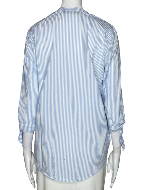 Camisa Zara Raya Un Bolsillo Azul-Talla M