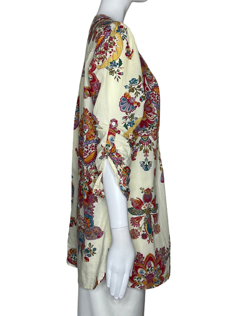 Blusa Zara Pinzas Estampado Beige-Talla S
