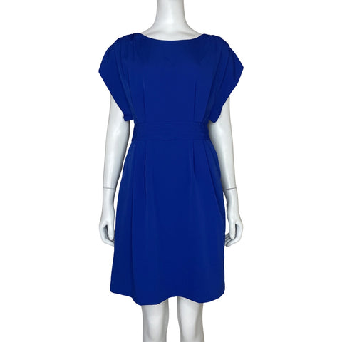 Vestido Eliza J Mangas Puff Midi Azul - Talla 2