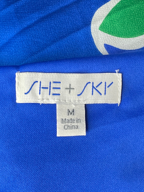 Vestido She+Sky Plisado Cut Out Azul-Talla M