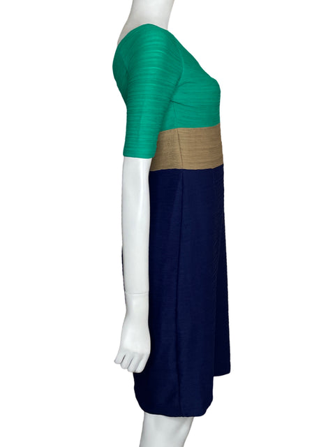 Vestido Nue By Shani Tricolor Midi Azul-Talla 4