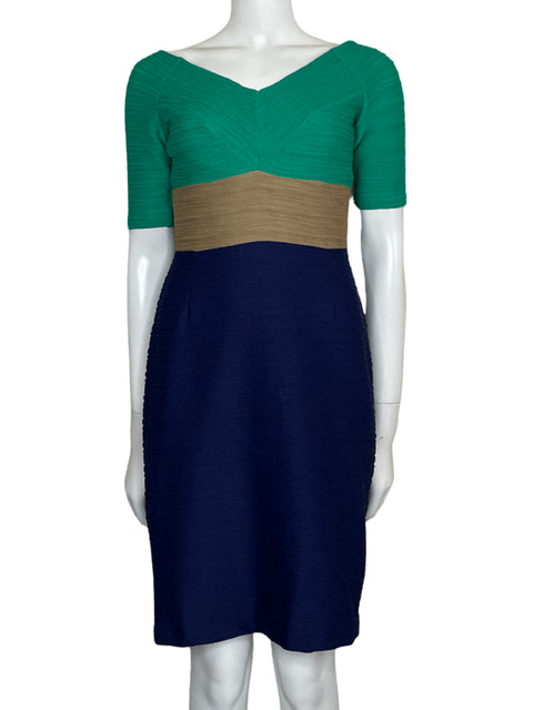 Vestido Nue By Shani Tricolor Midi Azul-Talla 4