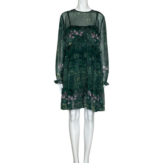 Vestido Ted Baker Cuello Redondo Verde-Talla 4