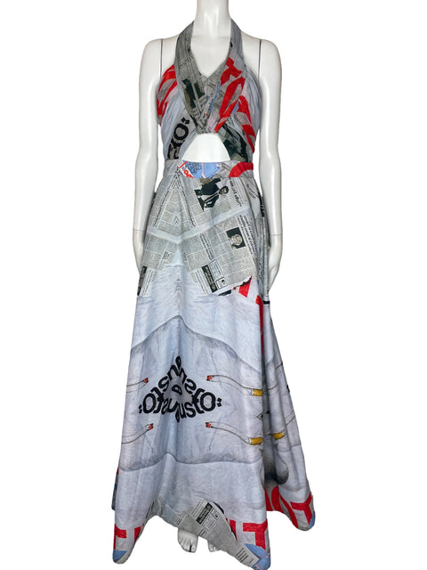 Vestido Valar Papel Halter Azul-Talla S