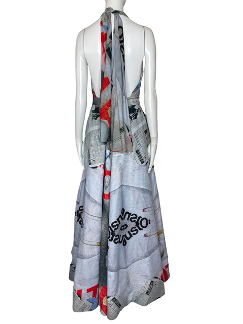 Vestido Valar Papel Halter Azul-Talla S