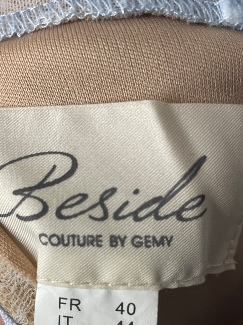 Vestido Beside Couture By Gemy Encaje Strapless Azul-Talla 8