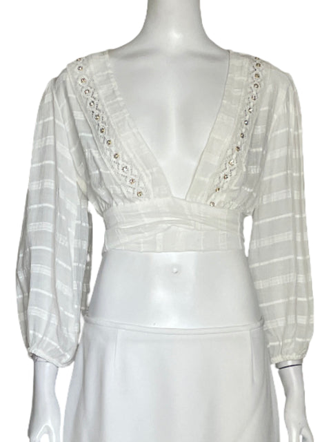 Top Studio F Manga Larga Blanco-Talla XS