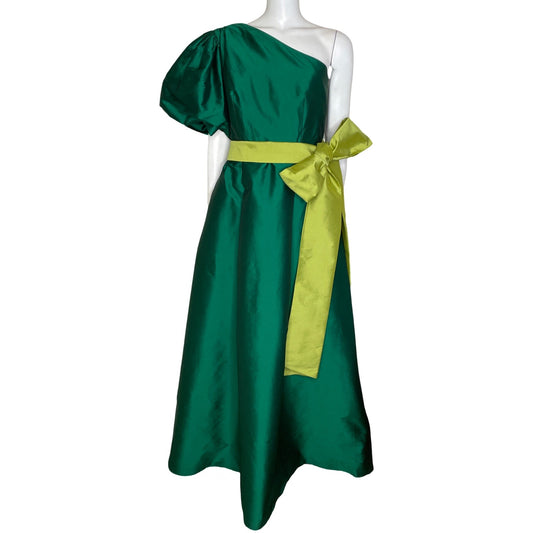 Vestido Rosa Clará Cocktail One Shoulder Verde-
Talla 8