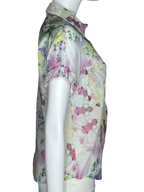 Camisa Desigual Estampada Bolsillos Blanco-Talla S