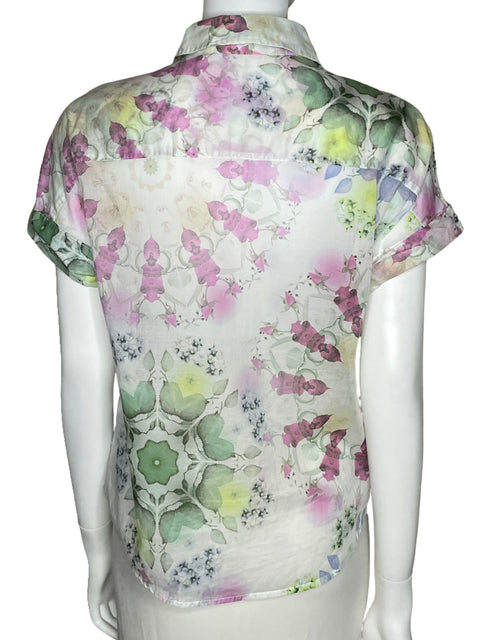 Camisa Desigual Estampada Bolsillos Blanco-Talla S