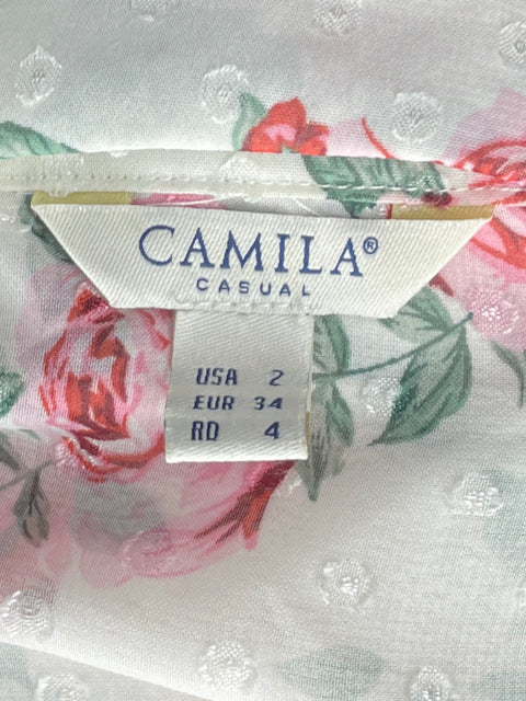Camisa Camila Floral Bombacha Blanco-Talla 2